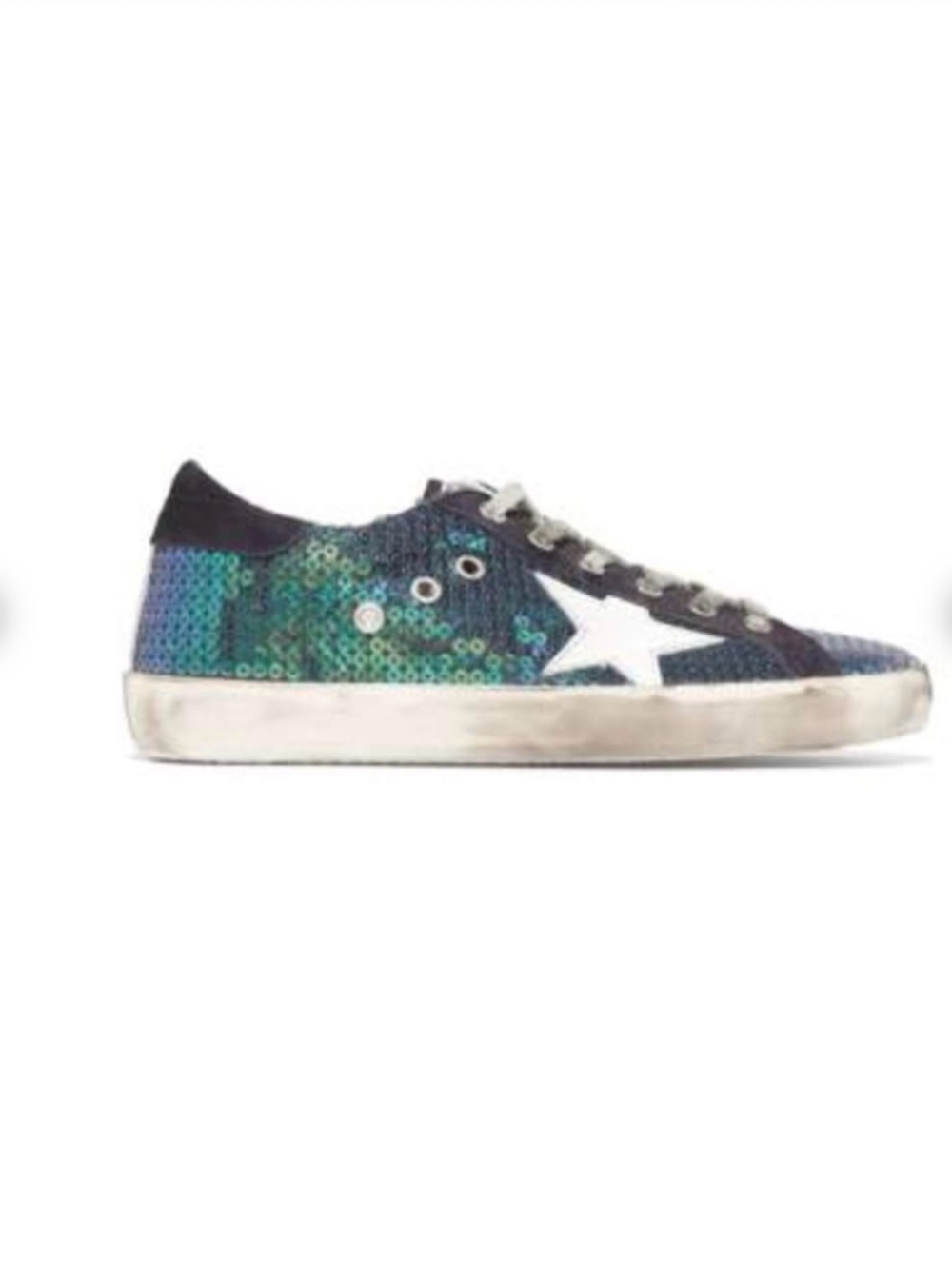 Golden Goose superstar Sequin Sneaker in Green/Blue